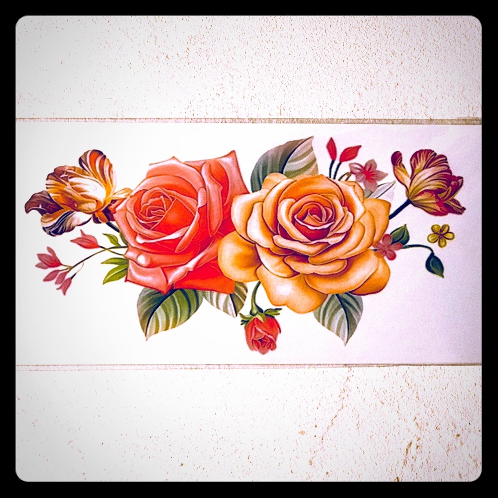TEMPORARY PINK & PEACH ROSES TATTOO 🌹